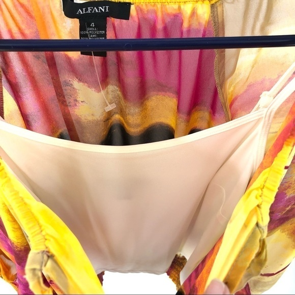 NWT Alfani Tie Dye Two Piece Boho Top Shirt Natural Sunset Size 4 - Picture 5 of 10